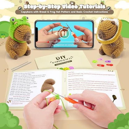 2PCS Capybara Crochet Kit for Beginners Starters Crocheting Kit for Adults - Image 4