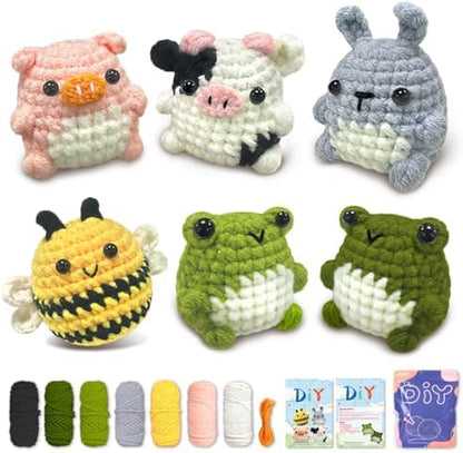 YAMAXIN Crochet Set for Beginners, for Complete Adults, Animal Crochet Hook Set for Beginners, Crochet Knitting Set with Video (6pcs Animals) by YAMAXIN