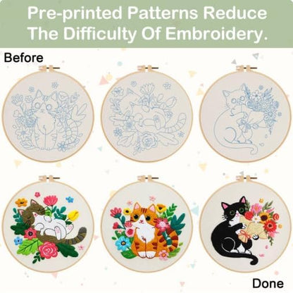 Nuberlic 3 Pack Cat Embroidery Kit for Beginners Adults - Image 3