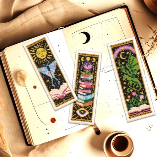 ORIGACH 6 Set Mystical Tarot & Books Cross Stitch Bookmark Kit for Beginner - Image 5
