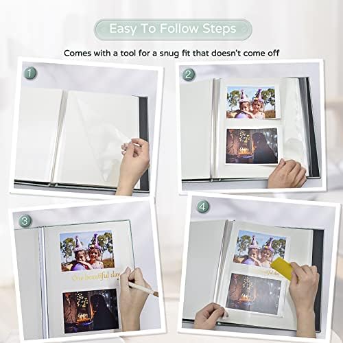 Popotop Large Photo Album Self Adhesive 4x6 5x7 8x10 Scrapbook Album DIY Picture Book,Gifts for Mom,Family Baby and Wedding,with Metal Pen and Plastic Board - Image 4