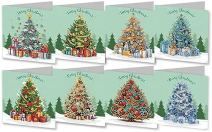 DIY Diamond Greeting Cards Set Christmas, 5D DIY Diamond Art Painting Greeting Card, DIY Christmas Card Making Kits for Family Friends Handmade Gift-#27-Christmas Tree by Unknown