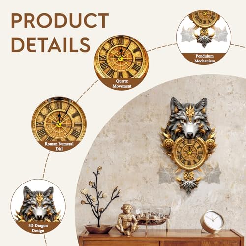3D Puzzles for Adults Wooden Wolf Puzzle Clock Adult Crafts - Image 4