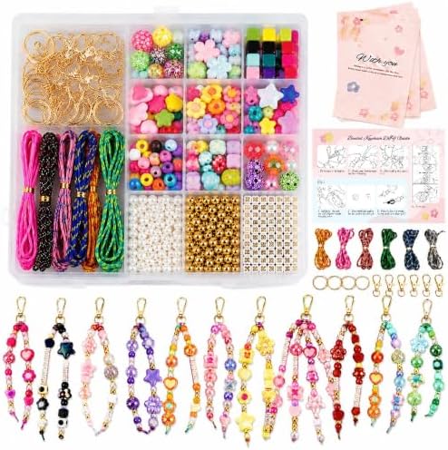 Kdpuei 865PCS Bead Keychain Making Kit, Keychain Bead Kit, DIY Bag Charm Set with Acrylic Heart Star Flower Alphabet Beads, Bead Keychain Kit, Jewerly Making Kit for Girls Women by Unknown