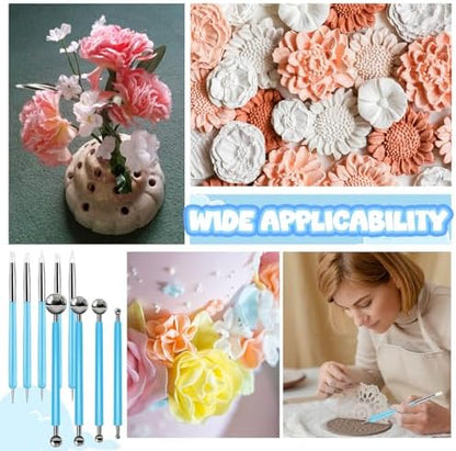 18 Pcs Dotting Tools Silicone Clay Sculpting Tool Ceramic Clay Ball Stylus Pottery Embossing Tool for Rock Modeling Blending, Drawing - Image 6