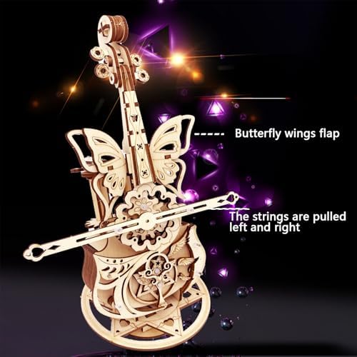 3D Wooden Puzzle for Adults Cool Cello Music Box DIY Model Wood Crafts Kits - Image 3