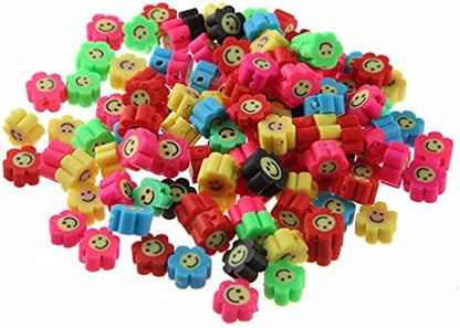 100pcs Mixed Polymer Clay Spacer Beads for Women Jewelry Making DIY Bracelet Necklace Hair Clip Accessories (Smile Face Flower) - Image 4