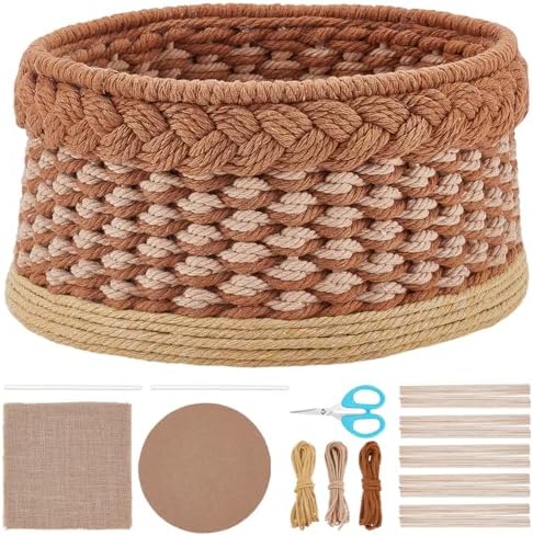 ACRNIGHEET Macrame Basket Weaving kit Weaving Kit for Adults Beginners with Step-by-Step Tutorials Storage Basket Making Kits Craft Gift Ideas by ACRNIGHEET
