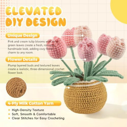 LUDOTEK Crochet Kit for Beginners, Crochet Plant Kit,Knitting Kit (Tulip) - Image 7