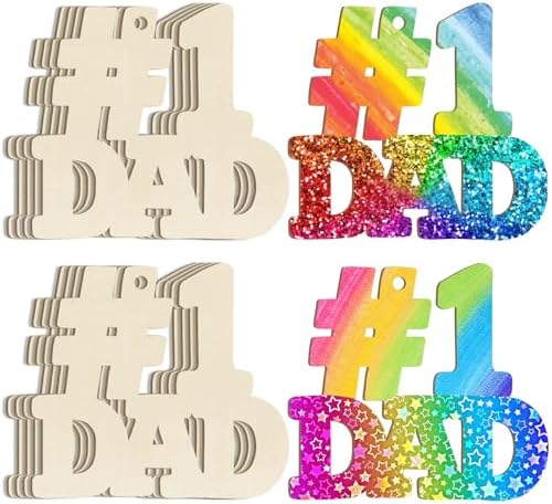 Wooden Fathers Day Crafts for Kids DAD Letter Ornaments to Paint 7 Inch, Large Size Father's Day Wooden Daddy Cutout DIY Blank Unfinished Wood Father's Gifts Ornament for Crafts Hanging Decorations by Sophena