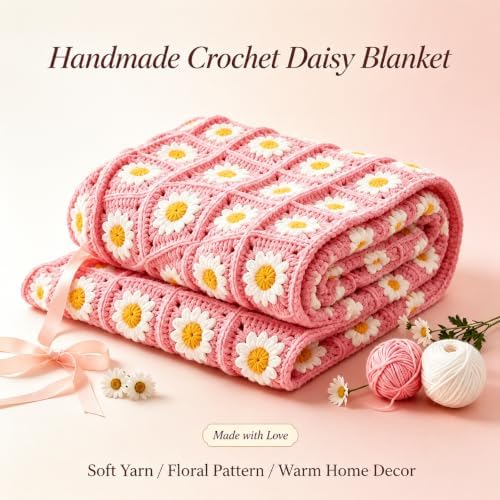 HHSarioneiro Crochet Blanket Kit for Beginners, Easy Granny Square Crochet Kit for Adults,with Step-by-Step Instructions and Clear Videos, Includes Multiple Accessories, Gift for Craft Lovers(Pink) - Image 4