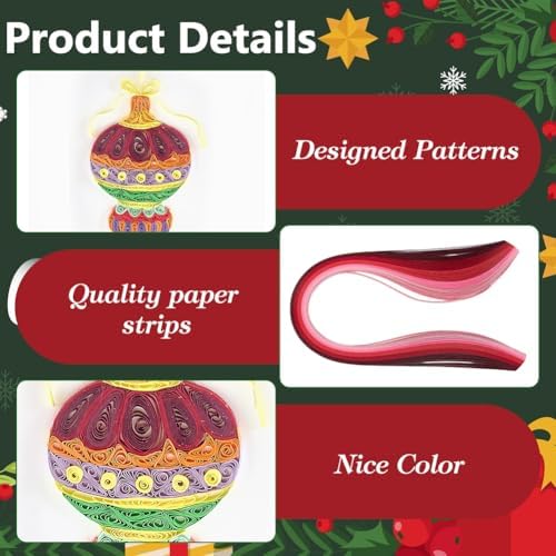 WEBEEDY 20 Sets Christmas Ball Paper Quilling Kit Handmade Christmas Greeting Card with Envelopes 3D Wreaths Card Making Kit with Instuction for Adult Beginner Holiday Decor Gift - Image 3