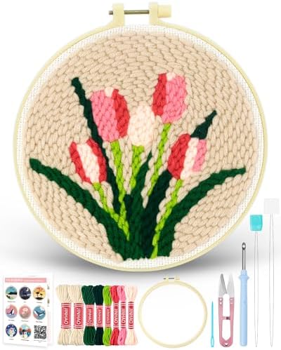 FIVEIZERO Punch Needle Kit for Beginners,Tulip Patterns Craft Kit by FIVEIZERO
