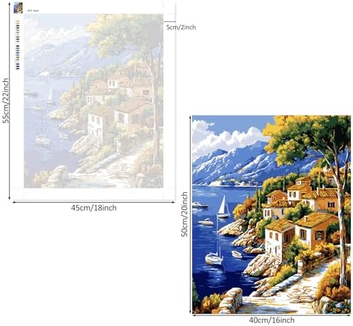 Lxmsja Mediterranean Coast Paint by Numbers Kit for Adults, Boats Acrylic Paint by Numbers for Adults Beginner, DIY Craft Supplies Oil Painting Kits for Home Wall Decor 16x20 inch (No Frame) - Image 6
