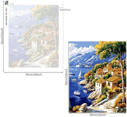 Lxmsja Mediterranean Coast Paint by Numbers Kit for Adults, Boats Acrylic Paint by Numbers for Adults Beginner, DIY Craft Supplies Oil Painting Kits for Home Wall Decor 16x20 inch (No Frame) - Image 6