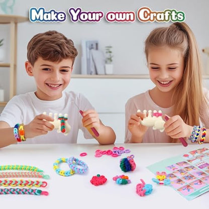 DDAI Bracelet Making Toys Refill Loops Elastic Cloth Band - Arts and Crafts Kit for Kids Weaving Loom Bracelets Kit 1000+ Colorful Fabric Loops - Birthday Gift for Girls Boys 6 7 8-12 Years Old - Image 5