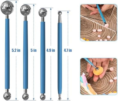 Dotting Tools, Silicone Clay Sculpting Tool, Ceramic Clay Ball Stylus Dot Painting Tools, Pottery Embossing Tool for Rock, Nail, Blending, Drawing, Modeling - Image 3