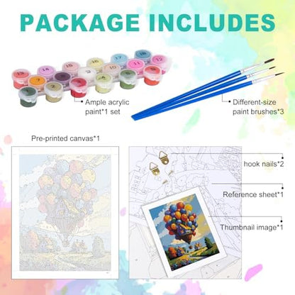 Paint by Numbers Kit for Adults, Balloon House Number Painting, 16x20 Inch - Image 4
