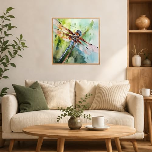 AUKELHJ Framed Paint by Numbers Kit for Adults, Dragonfly, 10x10 inch - Image 3