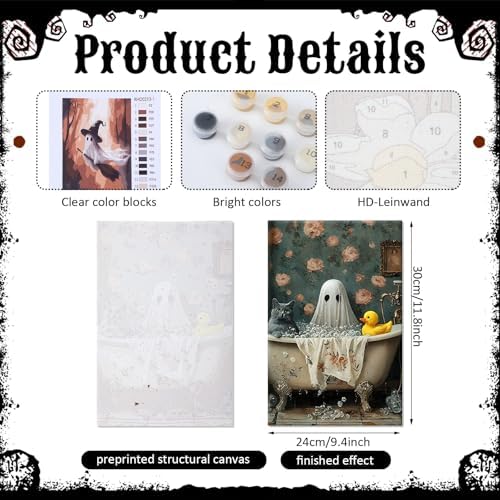 YooNotee 6 Pack Halloween Paint by Numbers with Easels Brushes, Ghost - Image 3