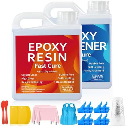 JANCHUN Epoxy Resin Kit 72oz, Bubble Free Crystal Clear Resin by JANCHUN
