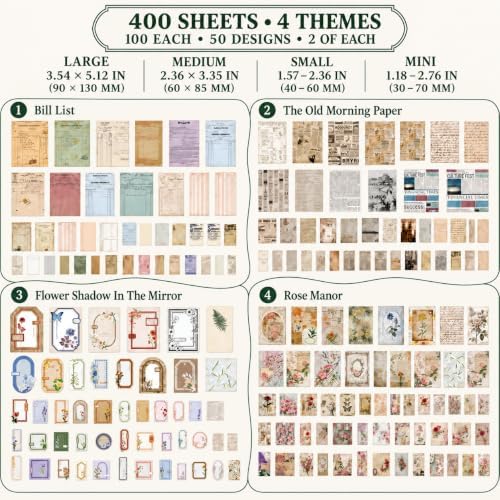 400Pcs Vintage Scrapbooking Kit, Paper Stickers Set - Image 2