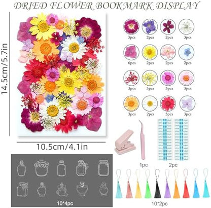 106Pcs Transparent Dried Flower Bookmarks, Dried Flower Bookmark Kit, Handmade DIY Bookmarks for Pressed Flowers, Thousand Flower Bookmark for Kids Women Men, Book Lovers - Image 2
