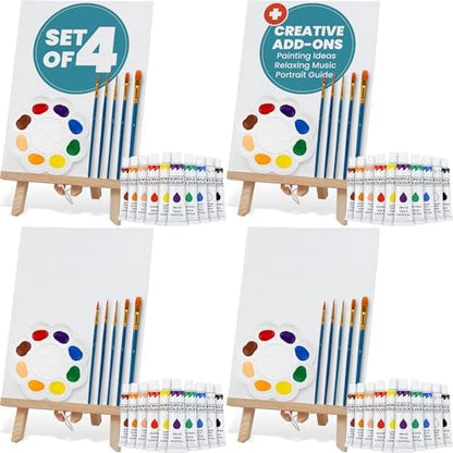 4 Painting Kits for Couples' Date Night, Sip and Paint Kit for Adults by CraftyCrocodile