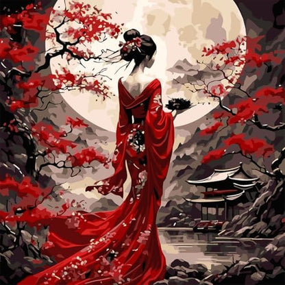 OJTOYART Paint by Number Kits for Adults, Oriental Lady & Moon Paint by Number Kits on Canvas, DIY Acrylic Watercolor Oil Colorful Painting by Number for Adults Home Decor 16 x 16 Inch by Unknown