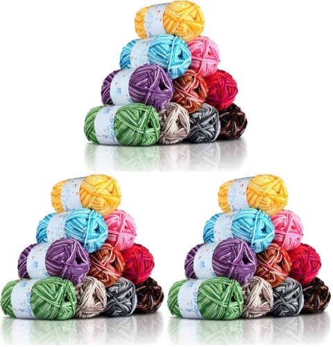 Yinsun 10x50g Multi Color Acrylic Yarn 50g 1750 Yards Crochet Yarn Starter kit with Storage Bag for Knitting Crocheting Weaving Adult and Kid Craft Projects (Pack of 3) by Yinsun
