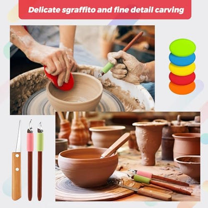 Leriton 2 Pack Clay Carving Tools Pottery Scrapers, Set 3, Multicolor - Image 5