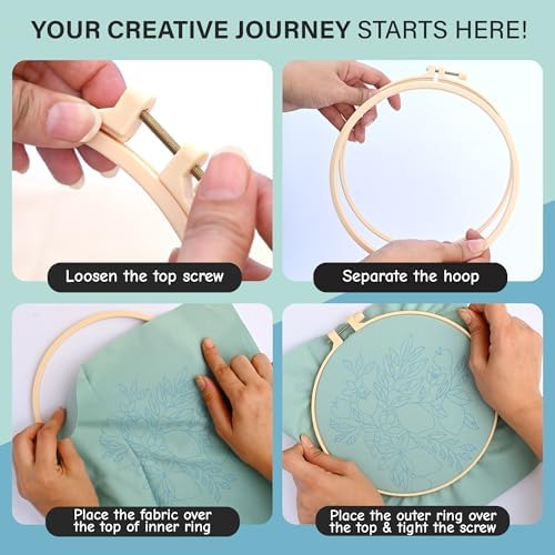 Colorful Flowers Embroidery Kit for Beginners – DIY Hand Embroidery Set with 3 Hoops, Stamped Patterns, Needles, Thread, Scissors – Floral Embroidery Kit for Adults, Teens, Women, Craft Lovers - Image 5