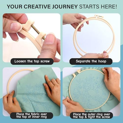 Colorful Flowers Embroidery Kit for Beginners – DIY Hand Embroidery Set with 3 Hoops, Stamped Patterns, Needles, Thread, Scissors – Floral Embroidery Kit for Adults, Teens, Women, Craft Lovers - Image 5