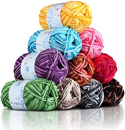 Yinsun 10pcs Variegated Yarn for Crocheting with Storage Bag - 10x50g by Yinsun