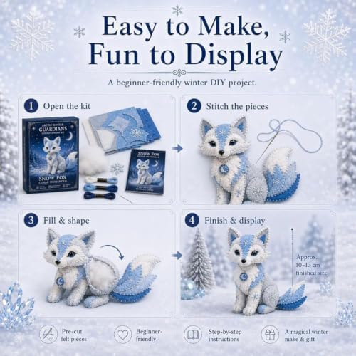 Arctic Winter Guardians DIY Patchwork Kit, Felt Animal Sewing Kit for Beginners, 3D Stuffed Animals Mythical Creature for Adult, Pre-Cut Handmade Craft Kit for Home Decor & Creative Gift (Color8) - Image 4