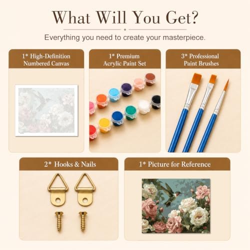 TELMOXA Hummingbird Paint by Numbers Kit for Adults, 16x20 in - Image 5