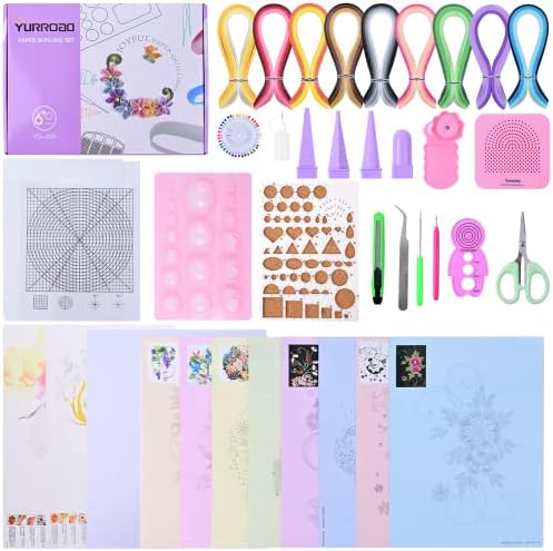 Beginner Paper Quilling Kit with 5mm Strips, 36 Colors and 10 Projects by YURROAD