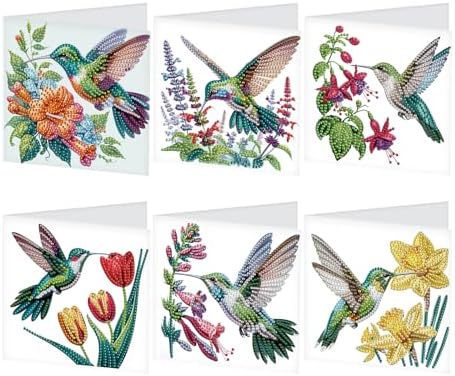 JISHSHAY 6 PCS Hummingbird Diamond Painting Greeting Cards Bird Diamond Art Birthday Cards with Envelopes Gem Art Gem Painting Mosaic Kits for Adults for Thanksgiving Birthday Anniversary Valentine by Unknown