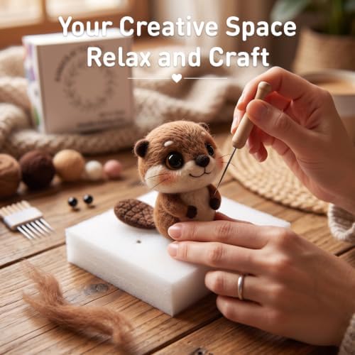 DIY Needle Felting Kit Cute Beaver – Needle Felting Starter Kit with Fiber Roving, Needles, Felting Pad & Instructions | Felted Animal Kit for Beginners Adults | DIY Craft Gift Home Decoration - Image 7