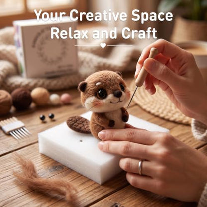 DIY Needle Felting Kit Cute Beaver – Needle Felting Starter Kit with Fiber Roving, Needles, Felting Pad & Instructions | Felted Animal Kit for Beginners Adults | DIY Craft Gift Home Decoration - Image 7