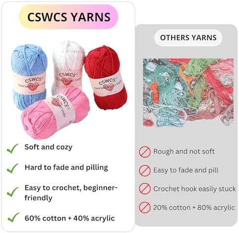 CSWCS Crochet Kit for Beginners - Easy Starter Crochet Kit for Adults, Amigurumi Craft Gifts with Yarn, Hook & Video Tutorial, Knitting & Crochet Supplies (Animal) - Image 7