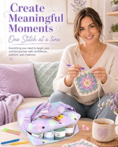 Aeelike Crochet Kit for Beginners Adult, Complete Knitting Yarn Kit, Purple - Image 2