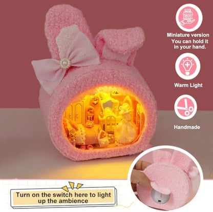 DIY Miniature House Kit, Cute Animal Style Wood Dolls House Model With LED Light - Creativity Gift for Women and Adults - Image 3