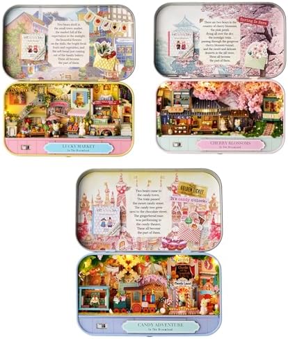 MAGQOO Miniature Dollhouse Kit Box Theater Kit Miniature Room Kit 3D DIY Wooden Doll House Kit with Furniture 1:100 Scale Pack of 3(Q007/0008/009) by MAGQOO