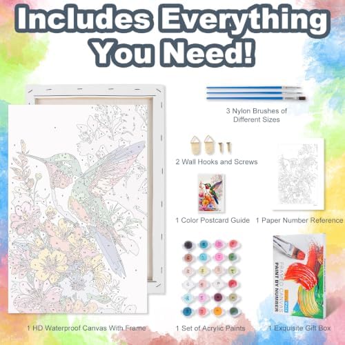 Hummingbird Framed Paint by Numbers Kit for Adults Beginner 8x12 inch - Image 5