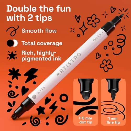 ARTISTRO Black Dual-Tip Acrylic Paint Marker Pens - Set of 36 - Image 2