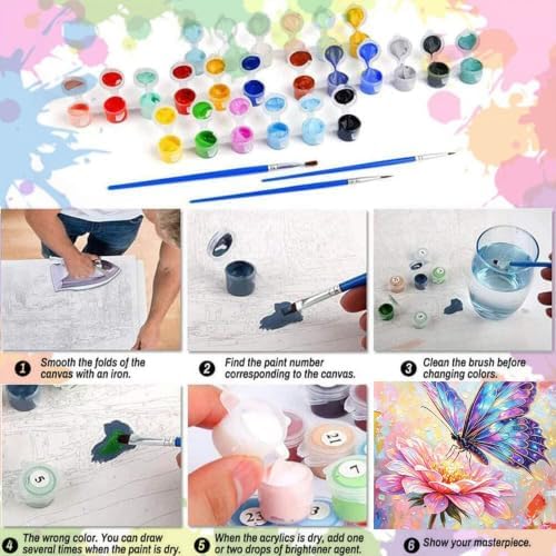 Arttoplus Butterfly Paint by Numbers Kit for Adults Beginner 16x20 inch - Image 6