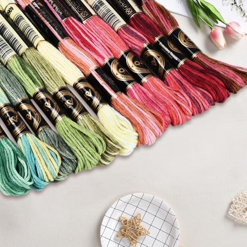 12 Skeins 105 Yards Cross Stitch Floss Embroidery Thread 6 Ply Variegated Friendship String Polyester Christmas Color Threads for Sewing Making Bracelets Clothes Stitching Decor Craft DIY - Image 3