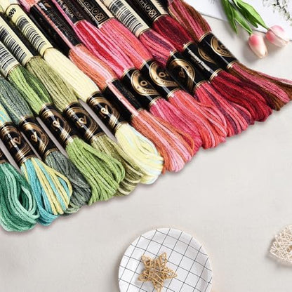 12 Skeins 105 Yards Cross Stitch Floss Embroidery Thread 6 Ply Variegated Friendship String Polyester Christmas Color Threads for Sewing Making Bracelets Clothes Stitching Decor Craft DIY - Image 3