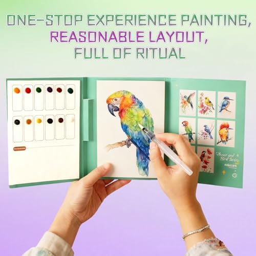 Creative Stress Relief Kit: Watercolor Workbook & DIY 3-Fold Painting Pad for Beginners & Adults, All-in-One Travel Art Set (B Set), Relaxation Gift - Image 3